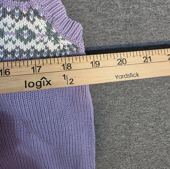 Vintage Old Navy Lavender Knit Sweater Vest Argyle Print Womens Xl Cottagecore - Picture 4 of 6